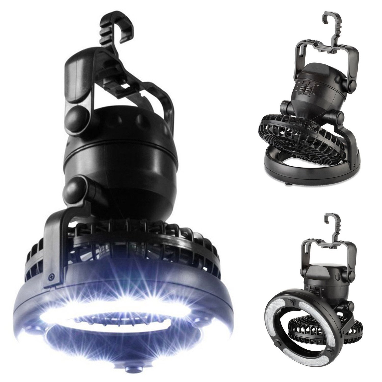 18 LED Flashlight Ceiling Fan White/Black ABS ROHS/IP65 Certified Garden Camping Outdoor Hiking Fishing Tent Lighting