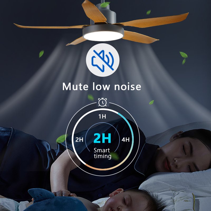 SLYNN Fashionable Decorative Indoor Solid Wood Blades Remote Control Led Ceiling Fan With Light