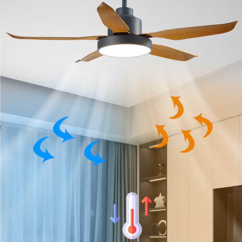 SLYNN Fashionable Decorative Indoor Solid Wood Blades Remote Control Led Ceiling Fan With Light