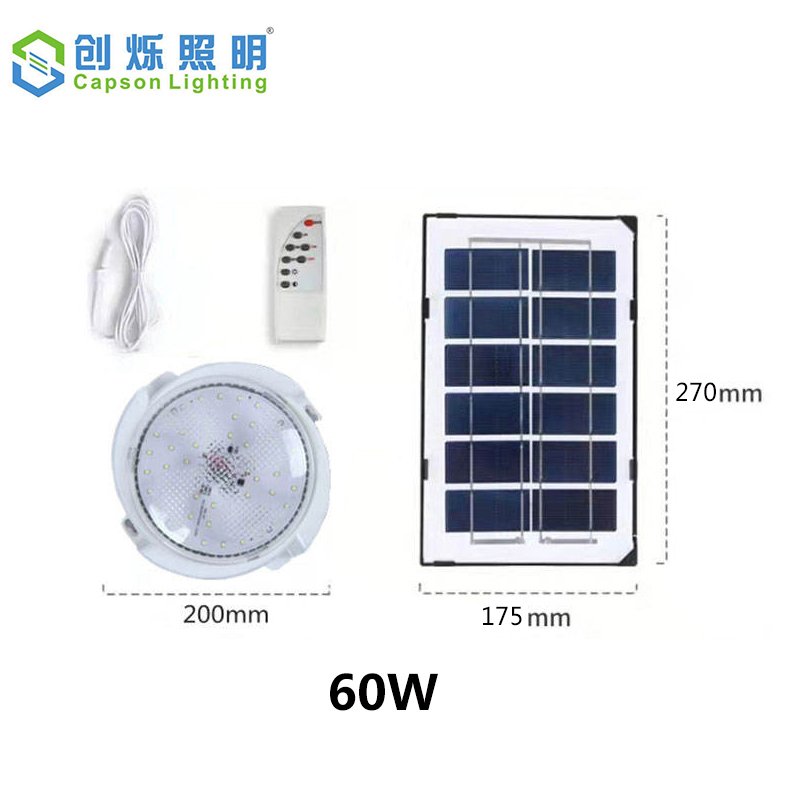Hot sale single color remote control simple install energy saving round solar ceiling light led