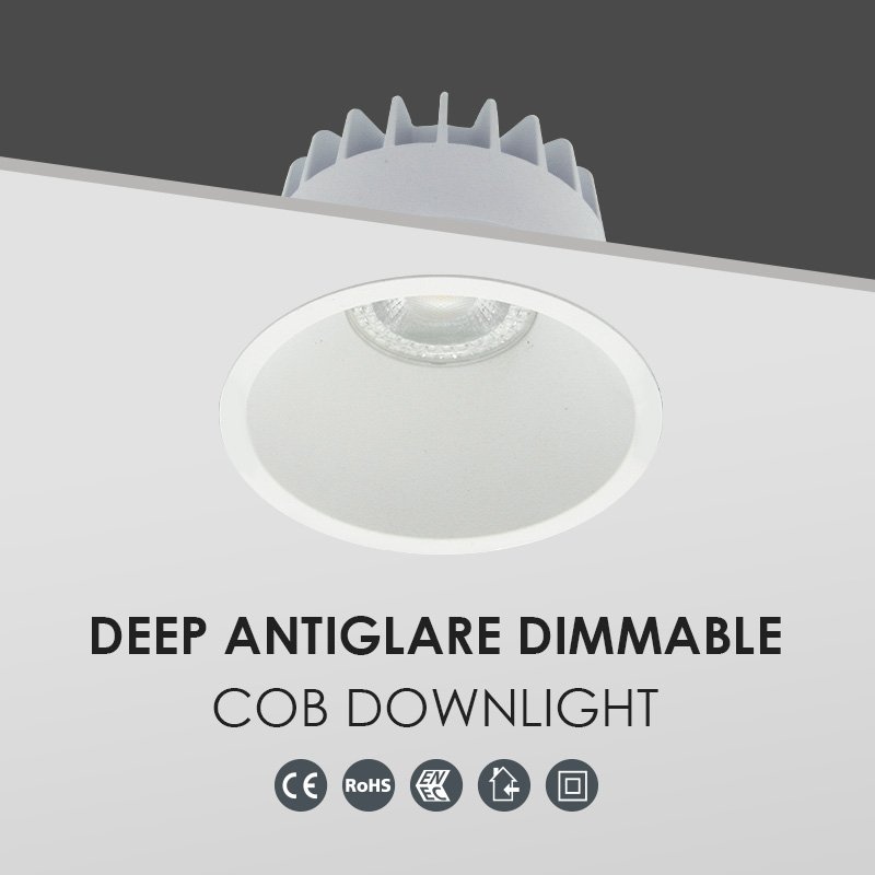 Modern Anti Glare Dimmable Led Downlight Round White Ceiling Recessed Light 6W Ip65 Waterproof Cob Down Light Dob Dali Downlight