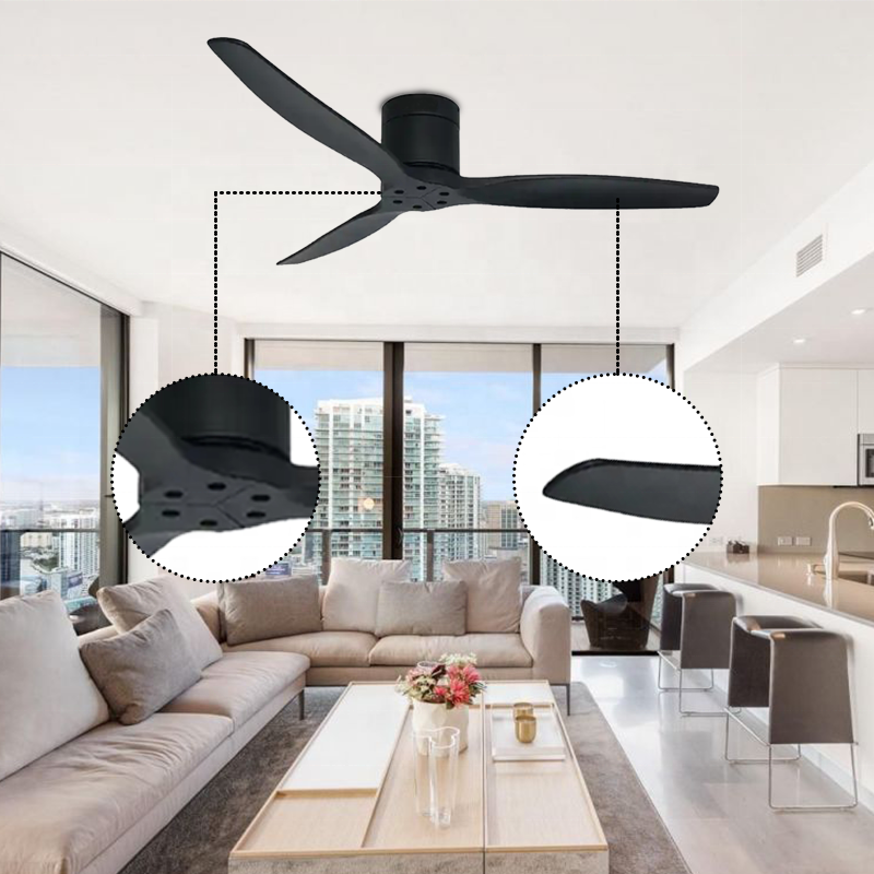 Remote DC Motor modern Ceiling Fans 52 Inch 6 Speeds 3 Wooden Blades Low Noise ceiling fan without light