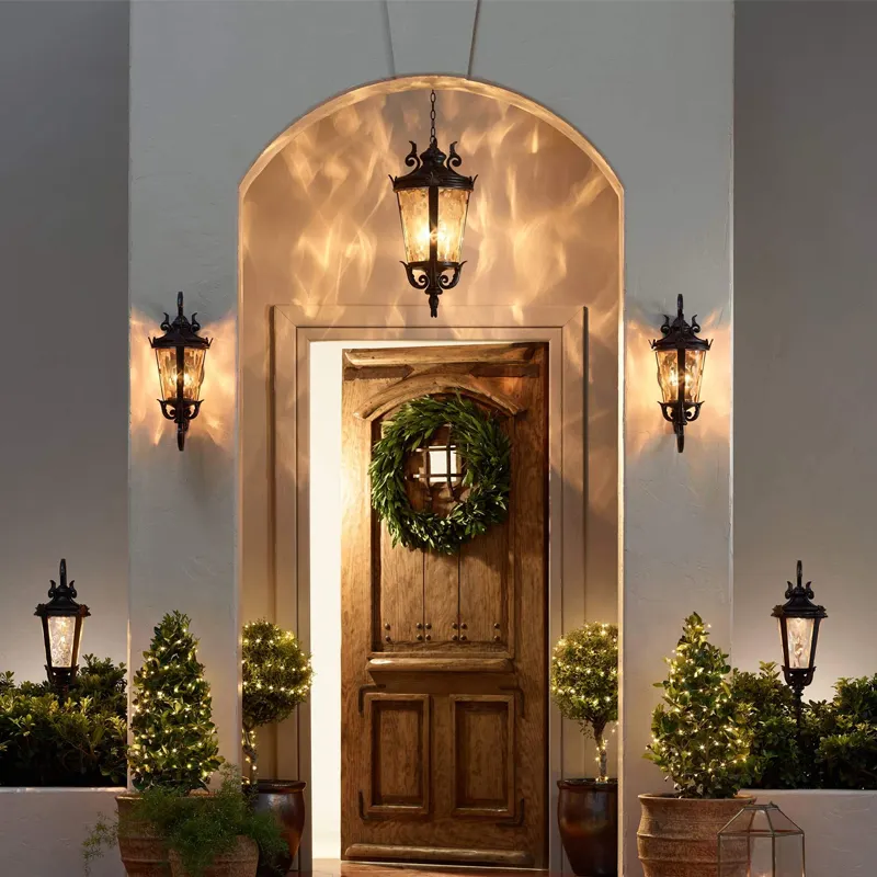 American chandeliers outdoor balcony Porch mosaic lighting led indoor and outdoor use decorative nordic glass pendant light