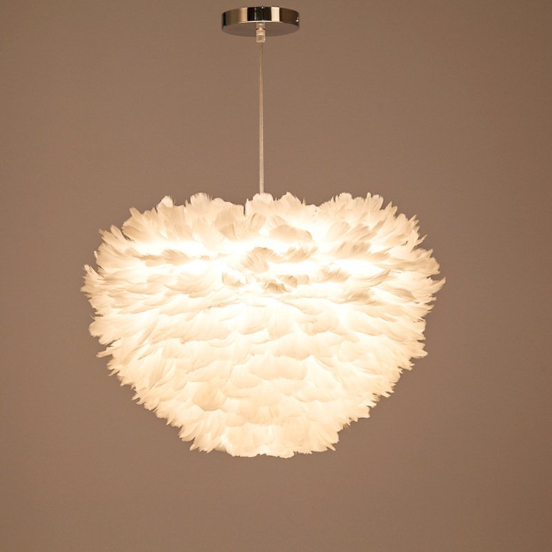 Nordic Feather Pendant Lamp Creative Fairy Hanging Lamp Goose Feather Bedroom Dining Room Loft Chandelier Ceiling Droplight