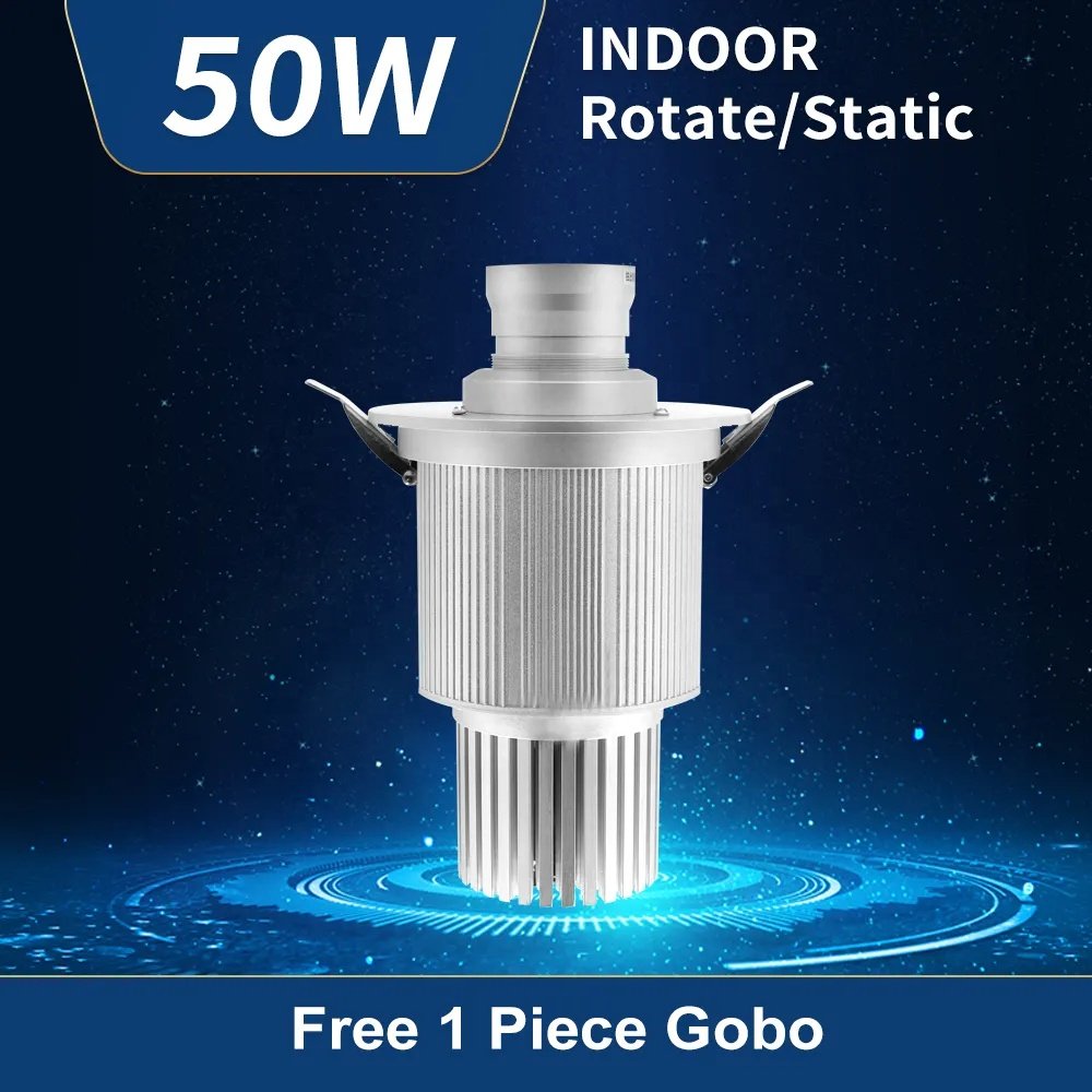 TMUT Embedded Ceiling Downlight 50W Indoor Logo Projector Panel LED Light Rotating Remote Control Gobo Projection