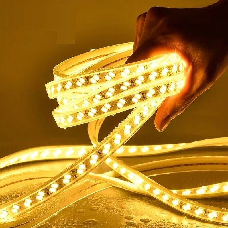 220V 5730 light strip 120LED led light super bright household living room ceiling three color variable light waterproof