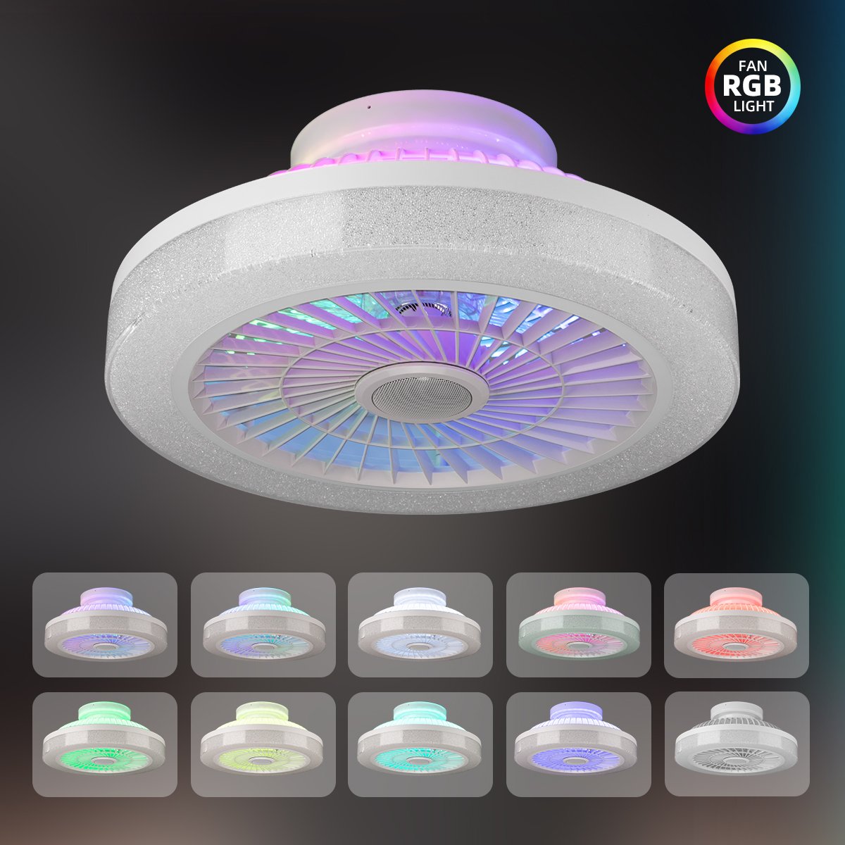Modern Ceiling Fan lamp DC 20w Design 18 Inch RGBW APP Remote Control LED Ceiling Fans with Lights