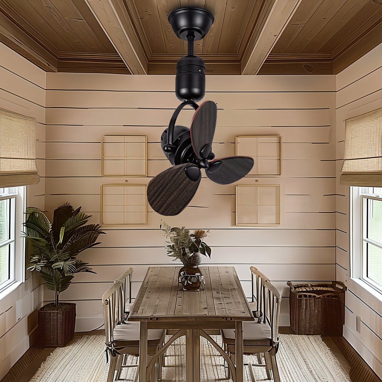 ECO wooden Moving head small ceiling fan mini corridor study kitchen bar wall-mounted dual-purpose large air volume ceiling fan