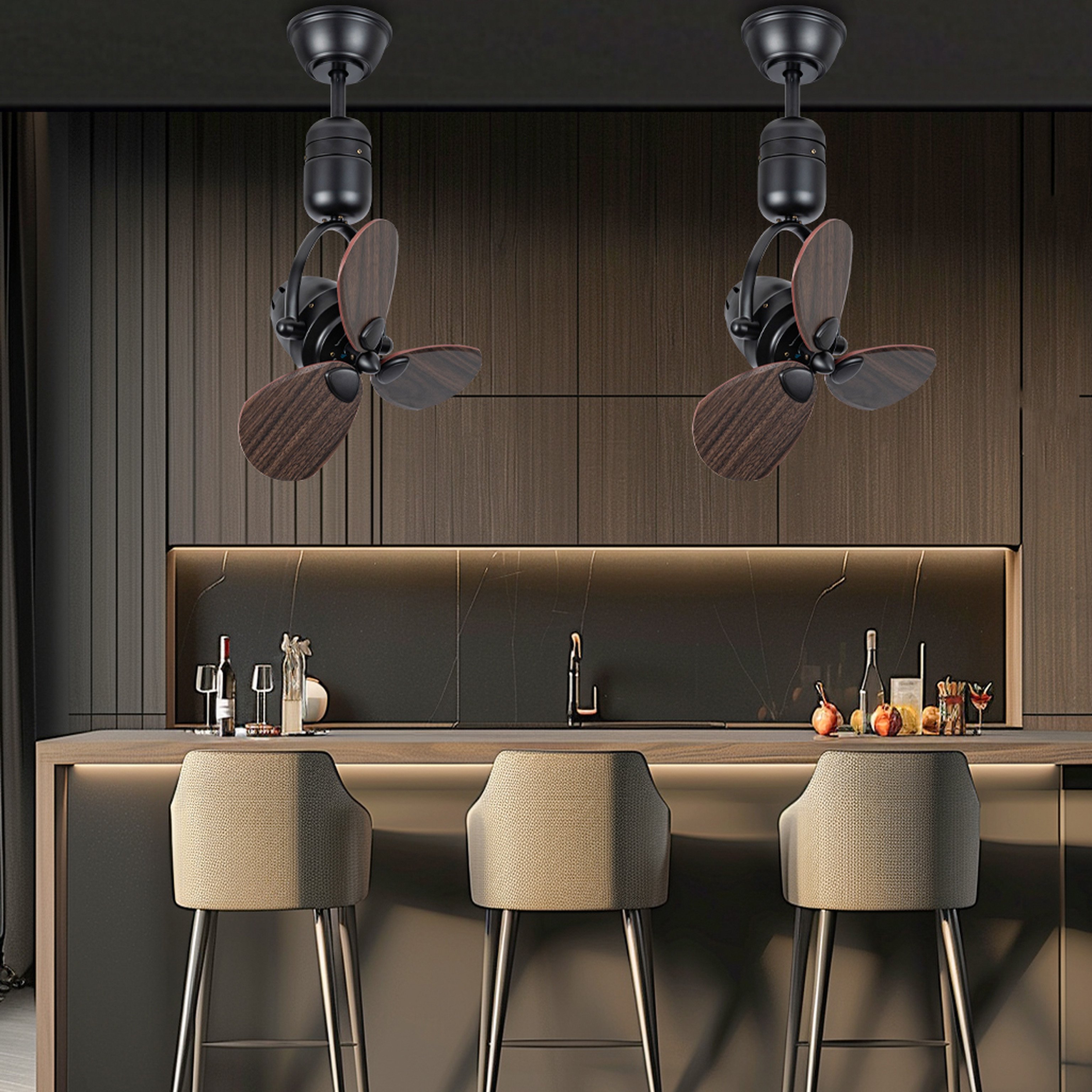 ECO wooden Moving head small ceiling fan mini corridor study kitchen bar wall-mounted dual-purpose large air volume ceiling fan