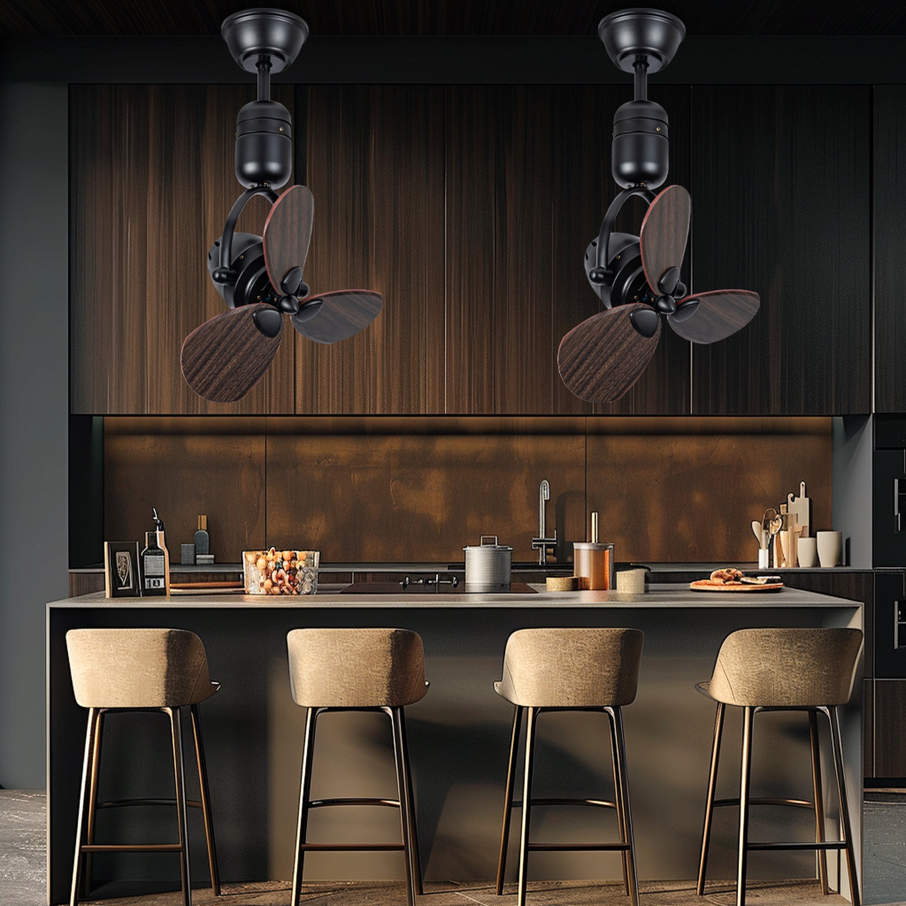 ECO wooden Moving head small ceiling fan mini corridor study kitchen bar wall-mounted dual-purpose large air volume ceiling fan