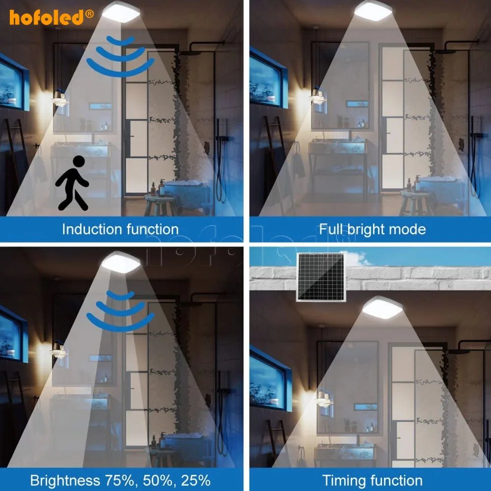 Hofoled 50W 100W 150W Square Waterproof Outdoor LED Ceiling Lamp Indoor Solar Led Ceiling Light