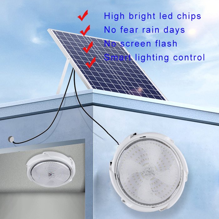 IP65 60w 100w 200w 300w ABS plastic wireless solar lights indoor rechargeable led solar ceiling lights for home