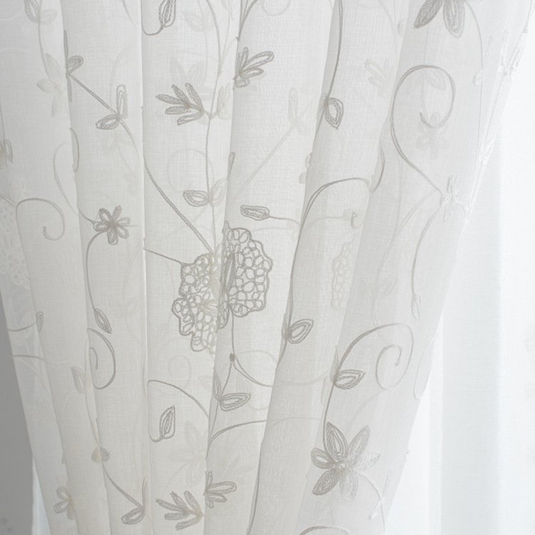 Hot Cheap price living room flower embroidery sheer curtain with lace