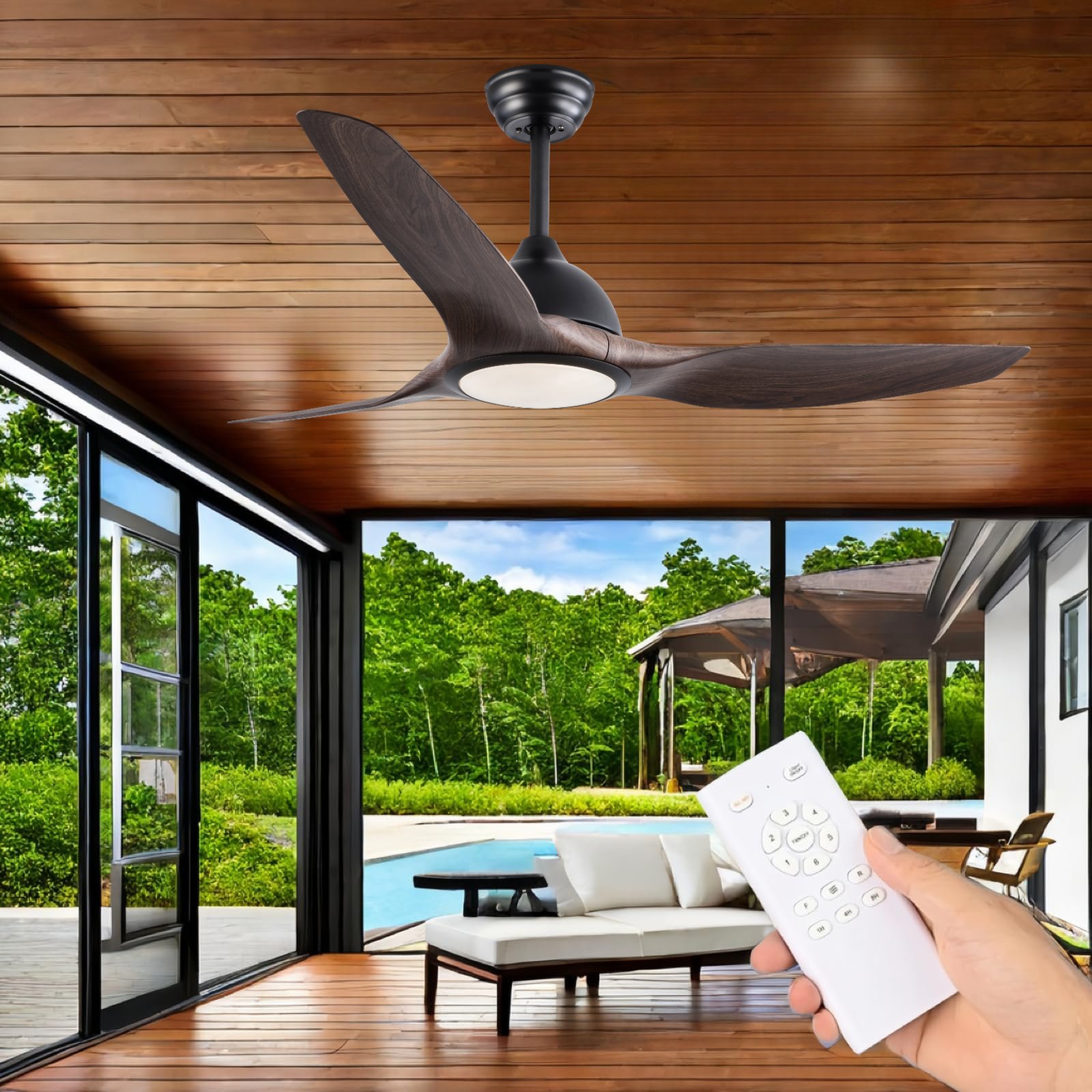 High Quality Modern 52 Inch Ceiling Fan Remote Control 3 ABS Blade Outdoor Energy-Saving Ceiling Fan with Light