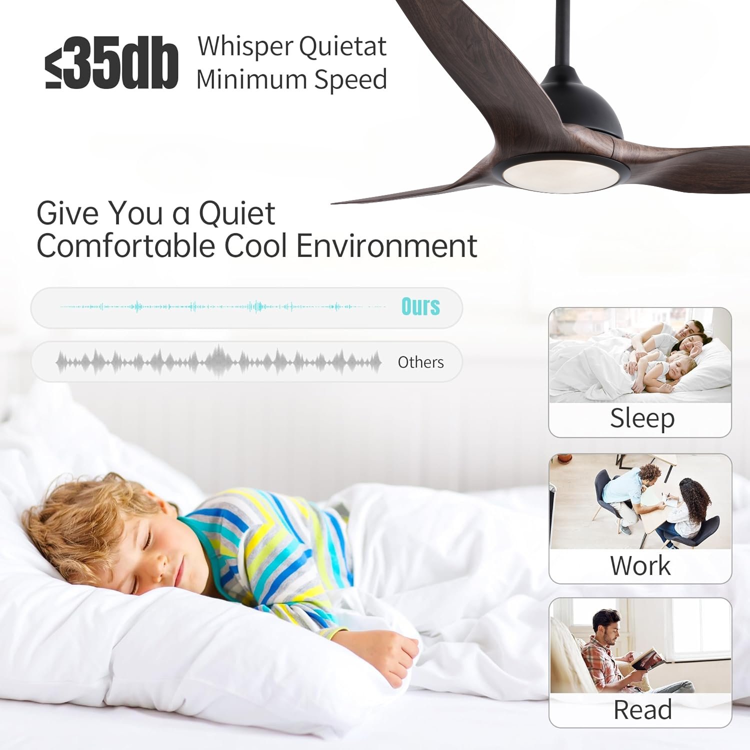 High Quality Modern 52 Inch Ceiling Fan Remote Control 3 ABS Blade Outdoor Energy-Saving Ceiling Fan with Light