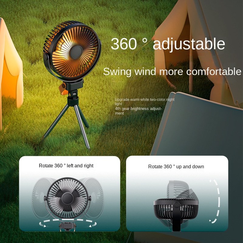 Portable charging folding fan Camping bag Desktop ceiling table fan LED light Outdoor travel fan