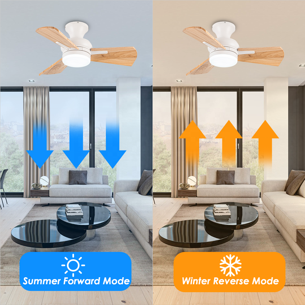 Factory decorative 36" Simple wood Ceiling Fan with Lamp DC Remote Ceiling Fan Light
