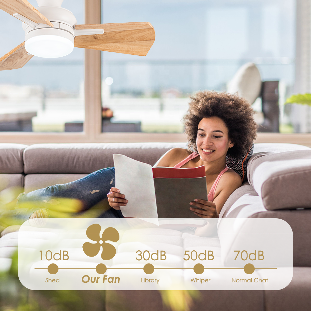 Factory decorative 36" Simple wood Ceiling Fan with Lamp DC Remote Ceiling Fan Light