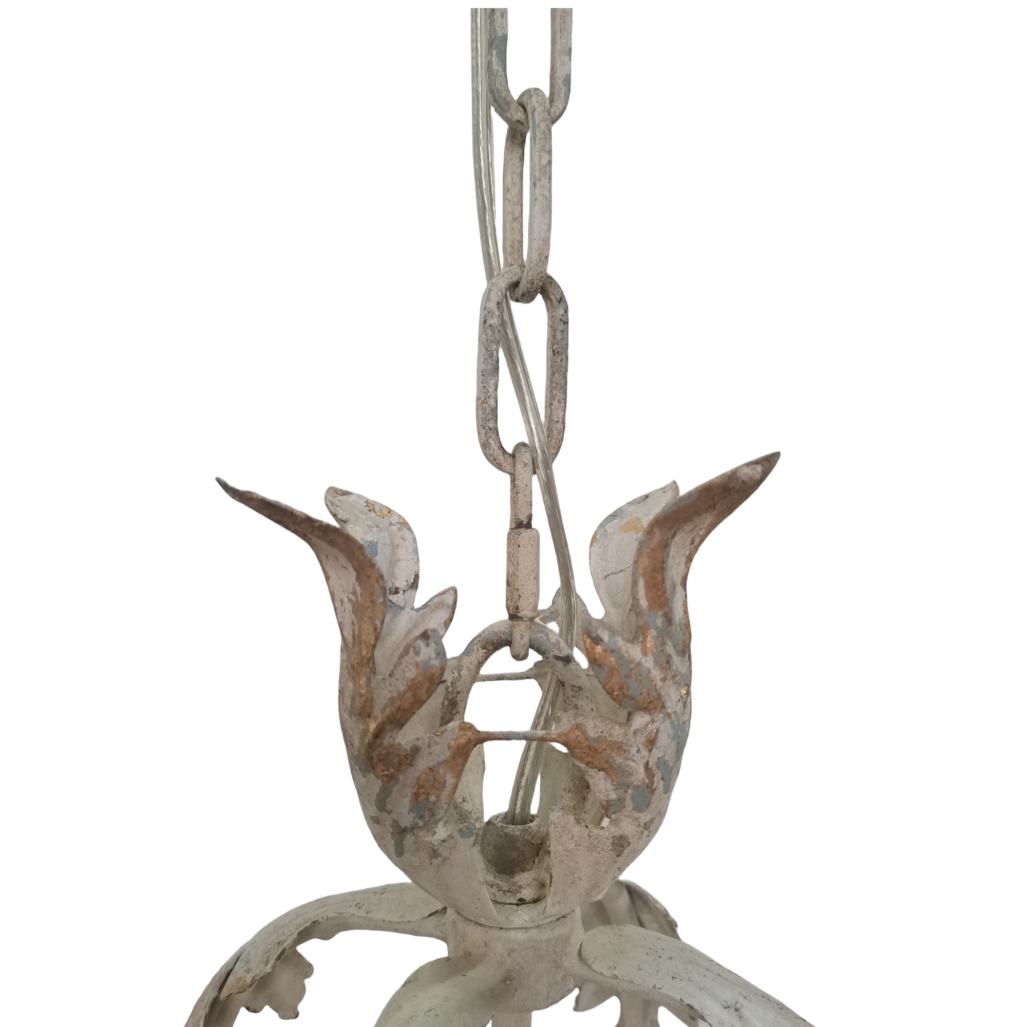 Rustic Shabby Chic Chandelier with Bird and Leaf Design, Vintage Metal Pendant Light for Indoor and Outdoor Use