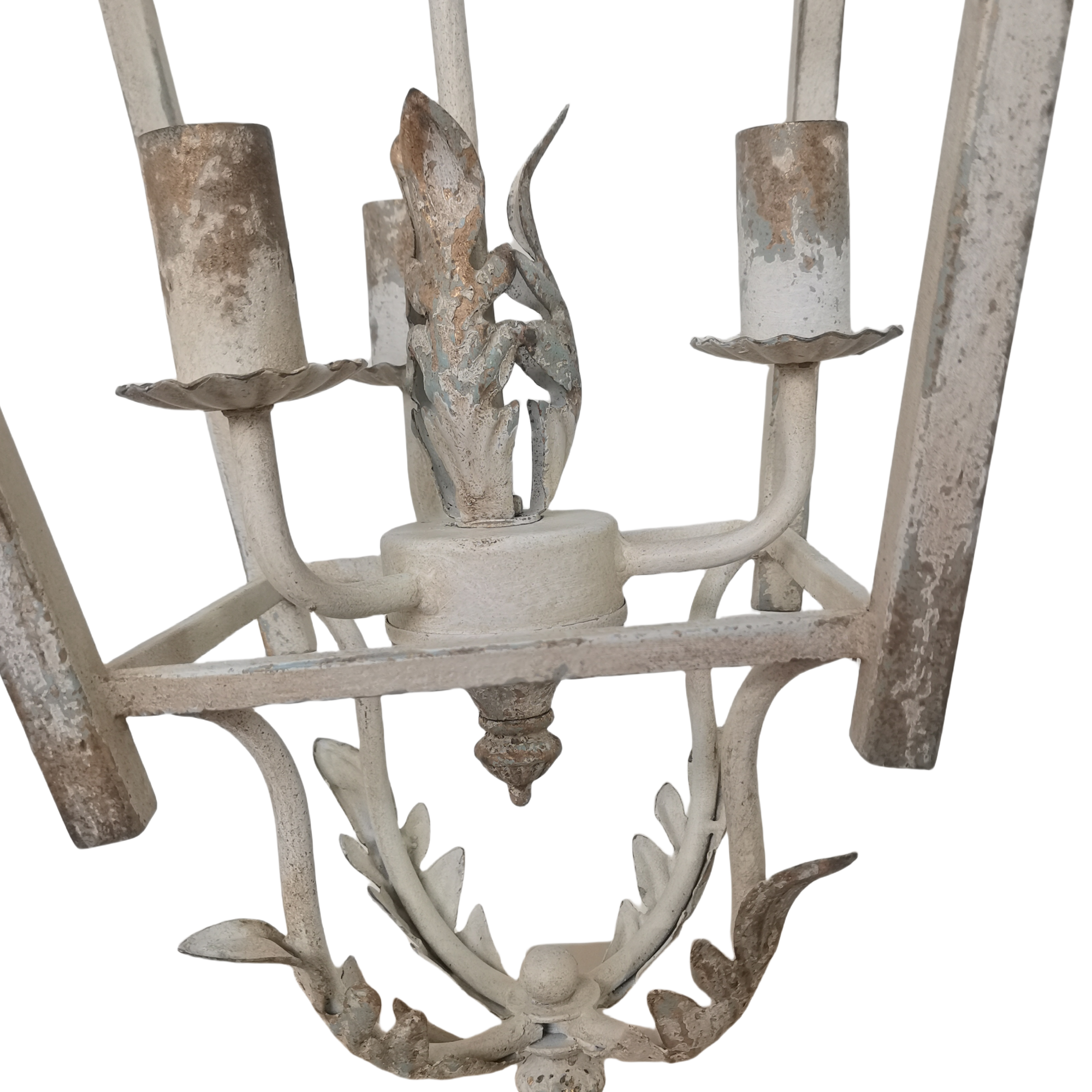 Rustic Shabby Chic Chandelier with Bird and Leaf Design, Vintage Metal Pendant Light for Indoor and Outdoor Use