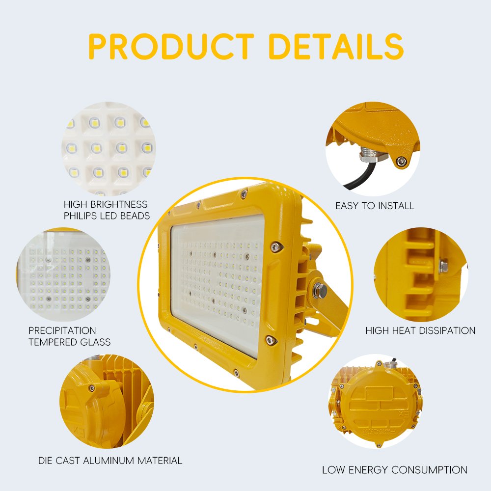 Gas station LED explosion-proof mining lamp emergency light square wall mounted incandescent lamp
