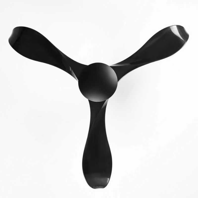 ECO 52 inch pure black American minimalist style strong wind silent ceiling fan for house hold commercial industrial use