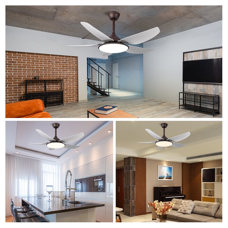 55 Inch Energy Saving DC Motor Decorative Living Room Dining Room ABS 5 Blades Modern Remote Control Led Ceiling Fan With Light