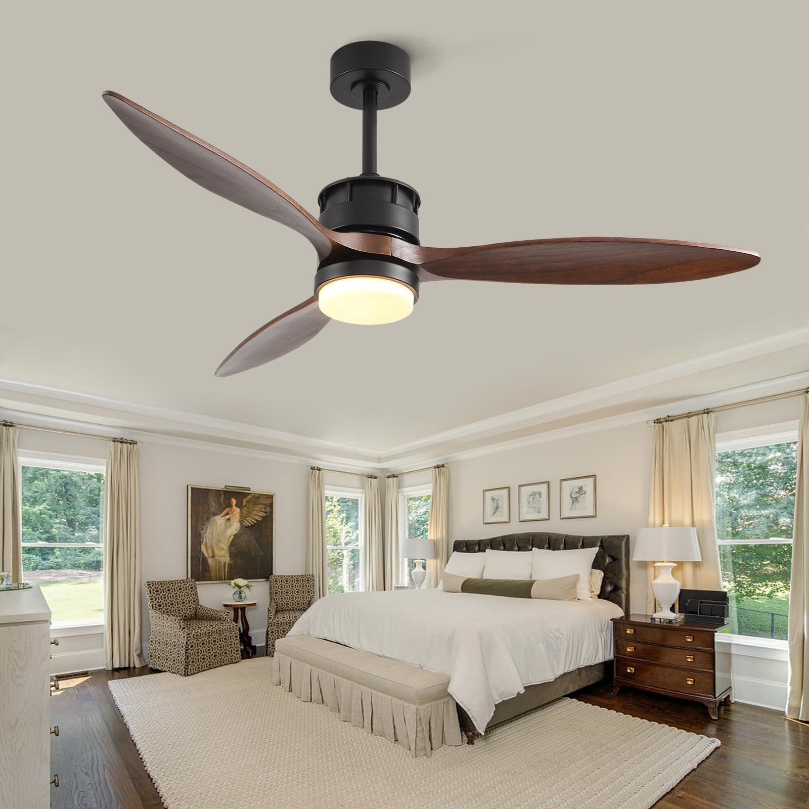 Morden Manufacturers Decorative Ceiling fan With Light Wood Blades Design High Efficiency Ceiling Fan