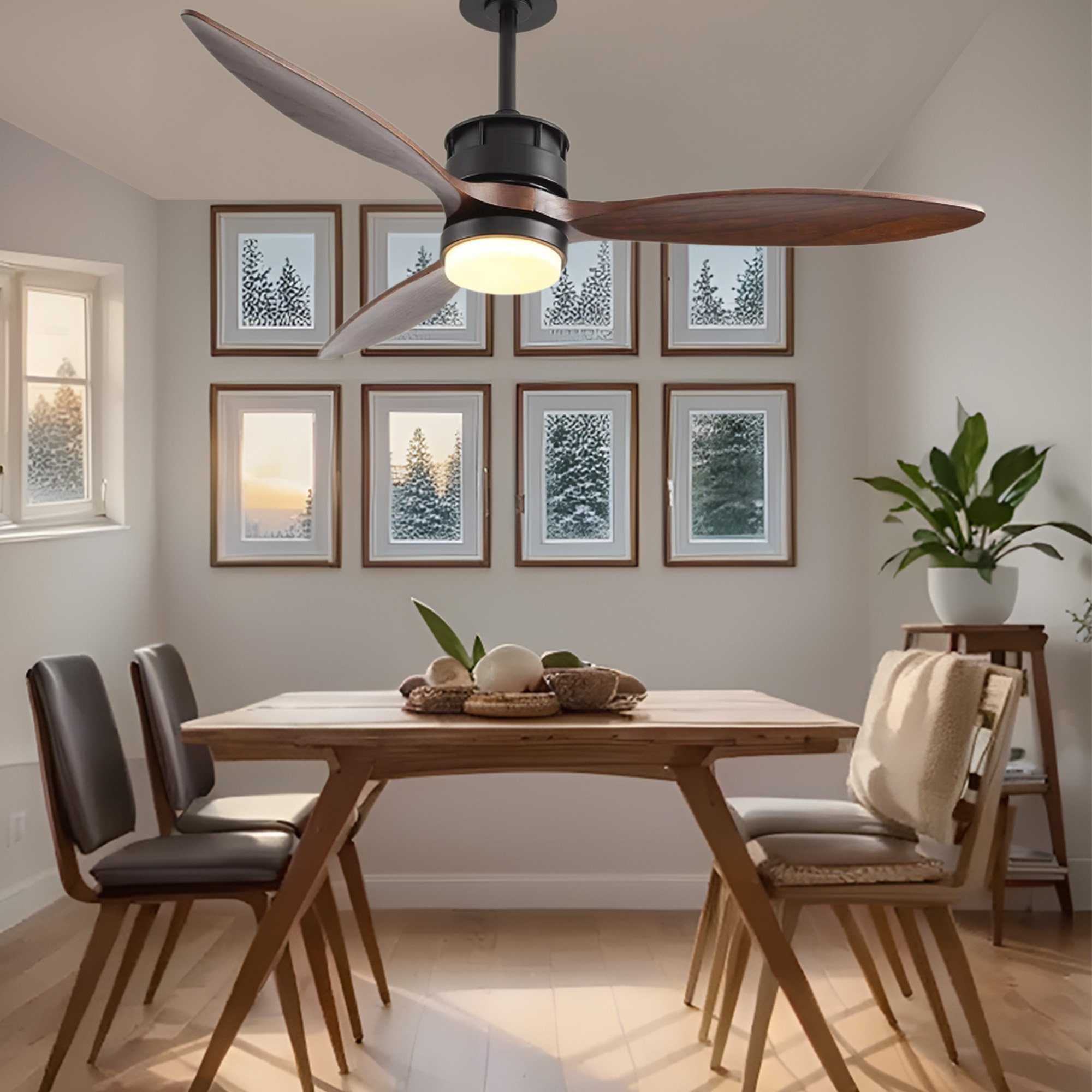 Morden Manufacturers Decorative Ceiling fan With Light Wood Blades Design High Efficiency Ceiling Fan