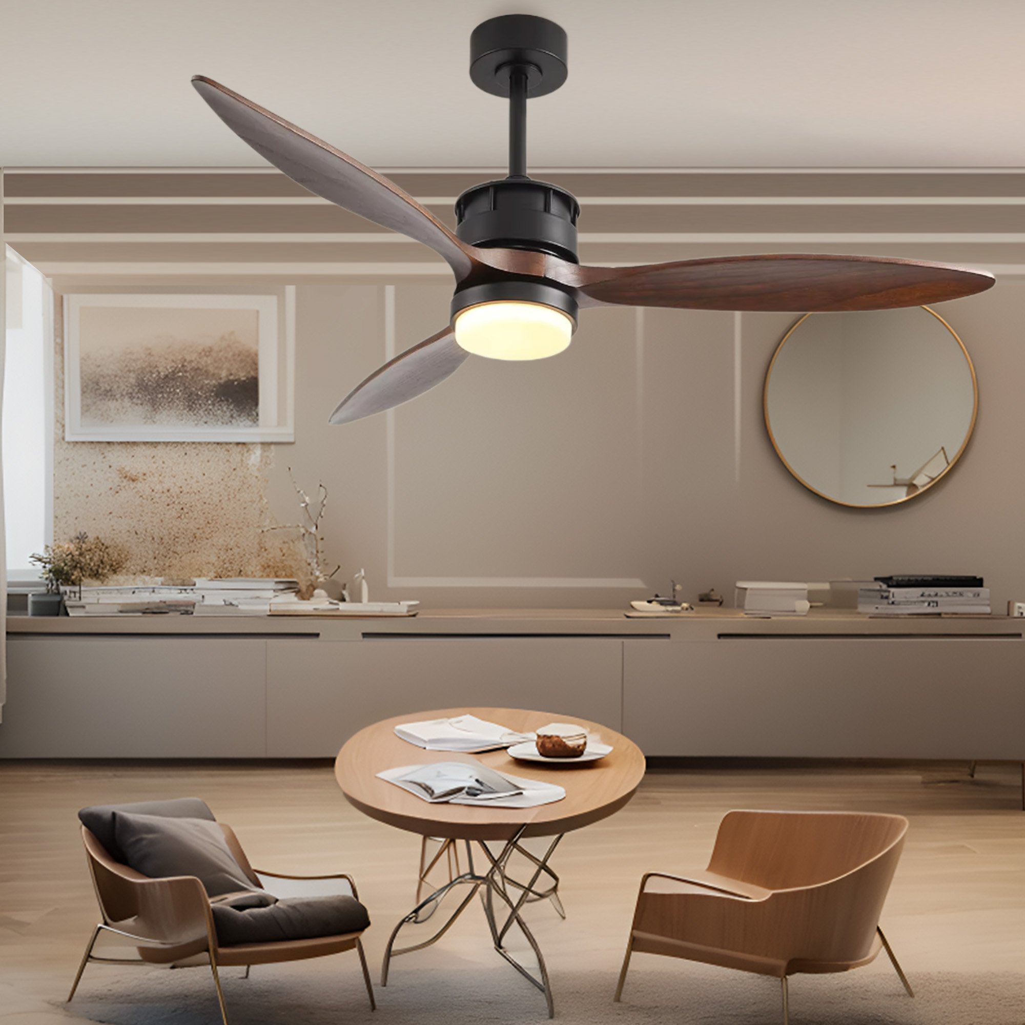 Morden Manufacturers Decorative Ceiling fan With Light Wood Blades Design High Efficiency Ceiling Fan