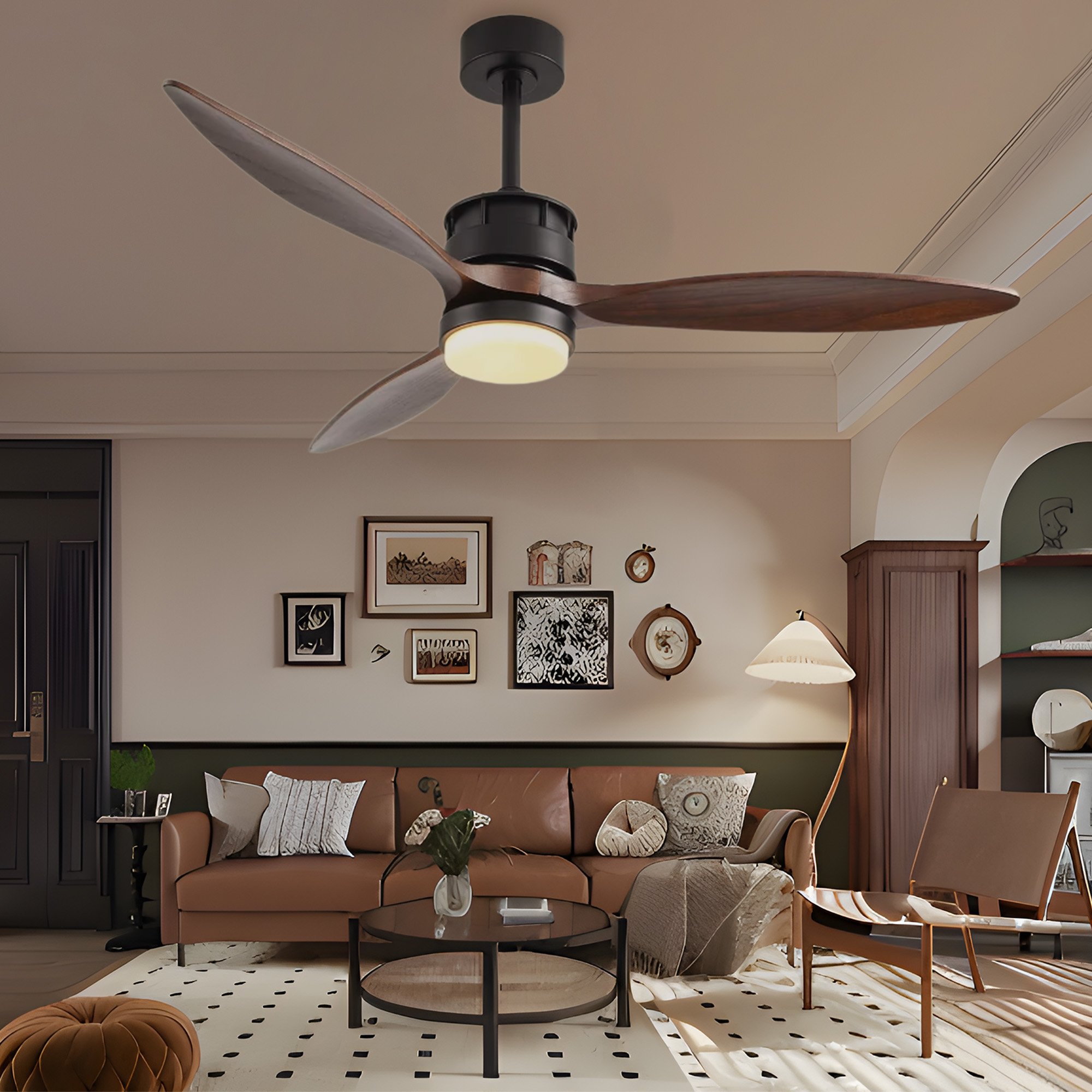Morden Manufacturers Decorative Ceiling fan With Light Wood Blades Design High Efficiency Ceiling Fan