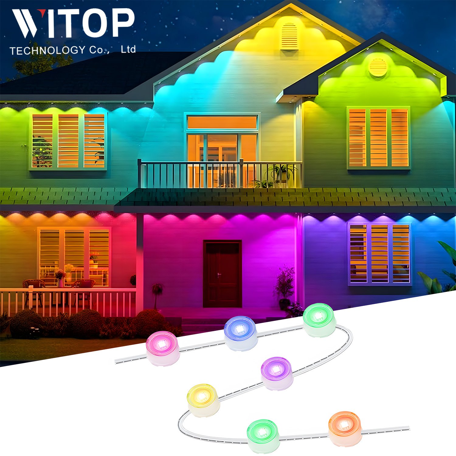 36v String Light IP67 Waterproof Point Lights 50ft 100ft RGBIC Pixel For Christmas Festival Outdoor Under Eave Lights