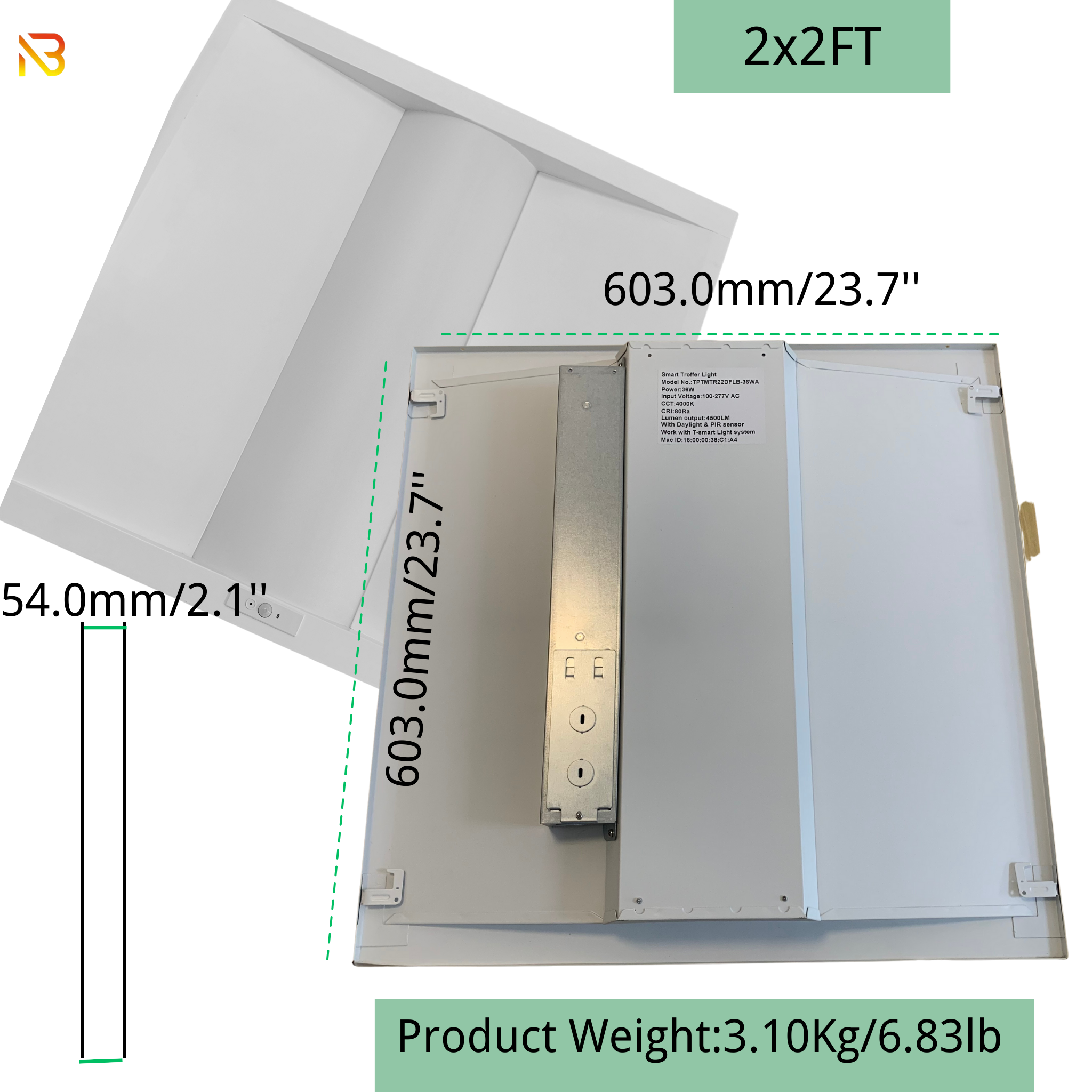ETL DLC Listed Watt Selectable 2X2 2X4 2FT 4FT 40w 4000lm recessed backlit troffer panel lights