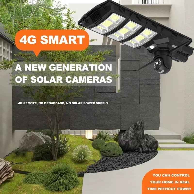 4g Outdoor Waterproof Solar Street Light wifi Camera Pir Human Tracking With Colorful Night Vision Security Ptz Ip Camera