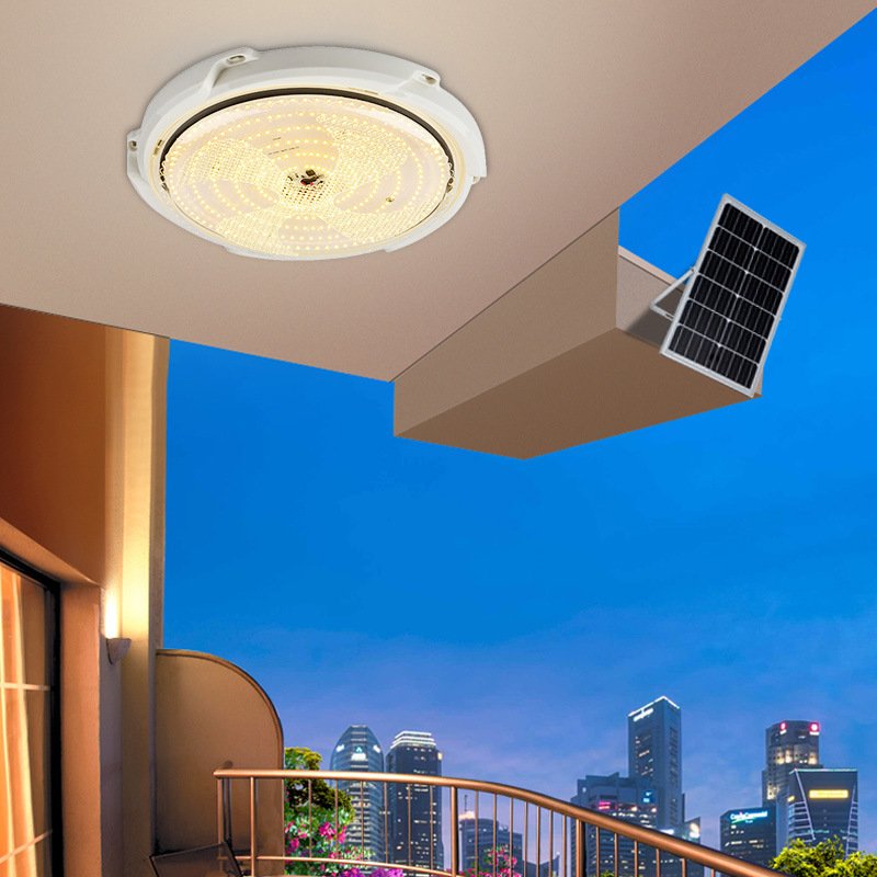 LED Solar Ceiling Light Remote Control Outdoor Waterproof With Line Solar-Power Pendant Lamp Courtyard Garden Corridor Light