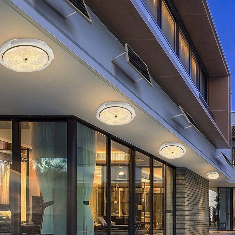 LED Solar Ceiling Light Remote Control Outdoor Waterproof With Line Solar-Power Pendant Lamp Courtyard Garden Corridor Light