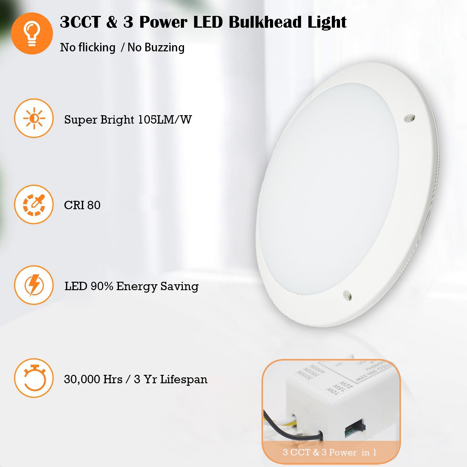 Wholesale Private tooling IK10 IP65 3 CCT &3 Powers Motion Light Sensor Outdoor IndoorRound Led Ceiling Light