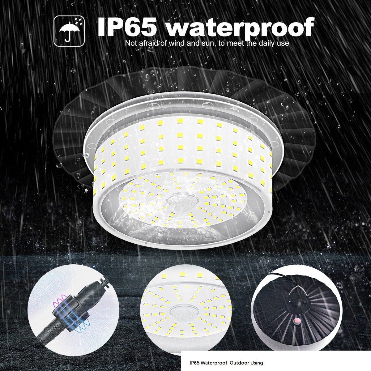 Rmt Ctrl Motion Sensor Solar Dimmable Dust Proof Led Ceiling Pendant Light With Timer For High Bay Garage Garden Villa Street
