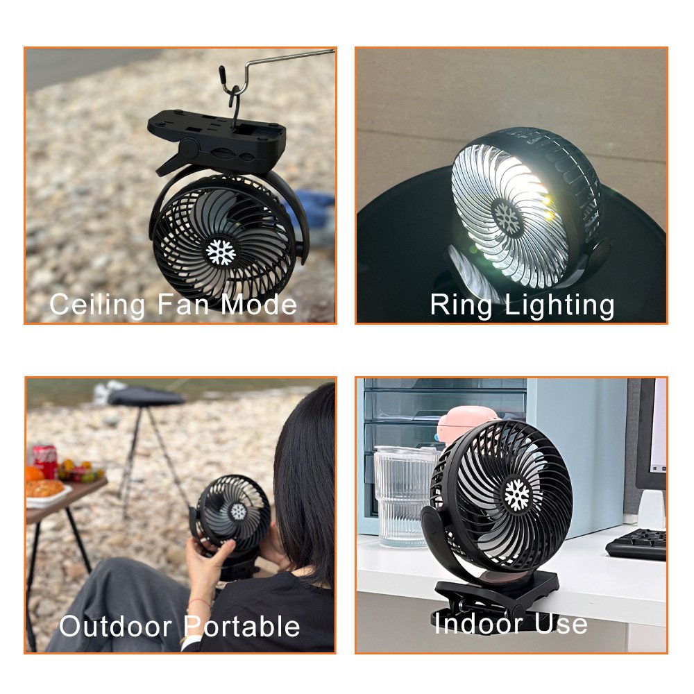 Portable Rechargeable Multifunctional LED Light Mini USB Fan for Outdoor Camping & Hiking Ceiling Fans