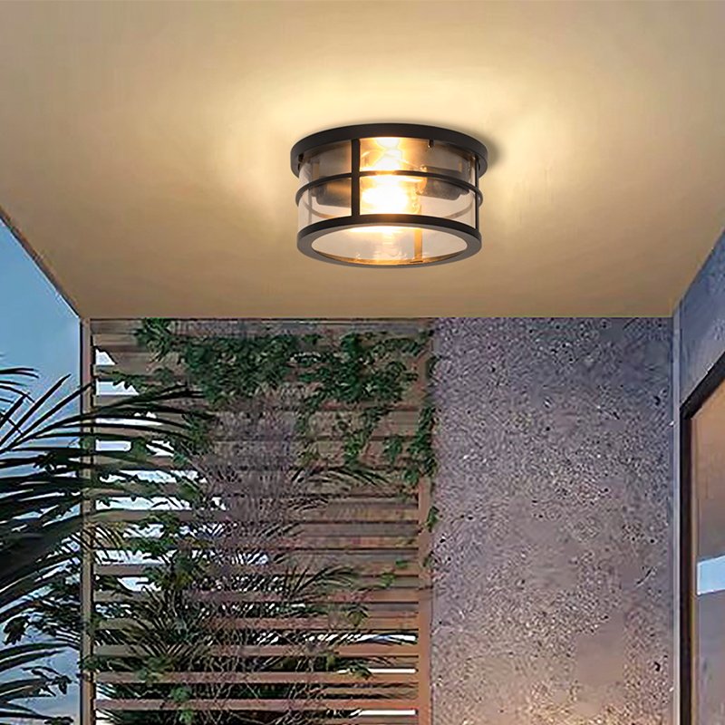 European American Style Glass Shade Chandelier Outdoor Use Decorative Pendant Light Outdoor Ceiling Light