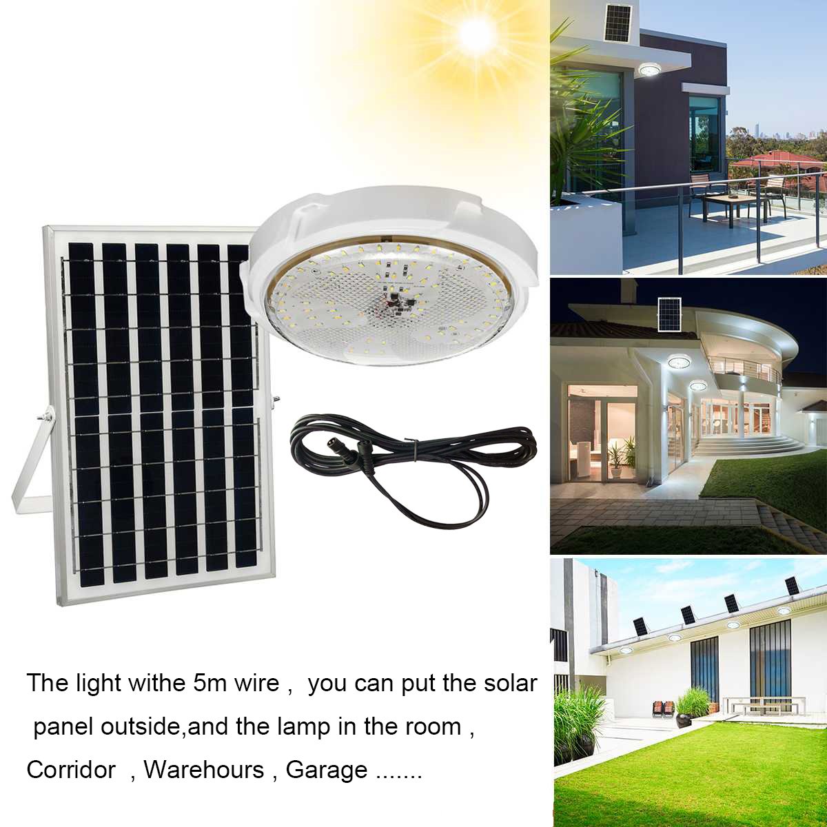 100w 200w 300w 400w indoor & outdoor solar hanging lights outdoor ceiling light for Africa