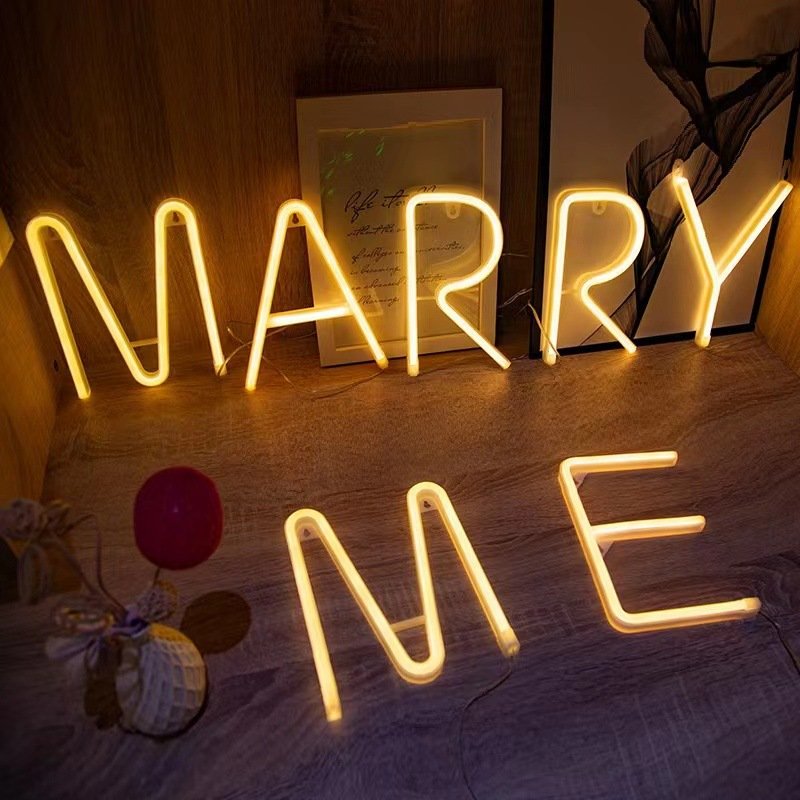 Winbo Free Design Neon Light Custom Will You Merry Me Logo Letters Valentine's Day Sign Neon For Room Party Event Wall