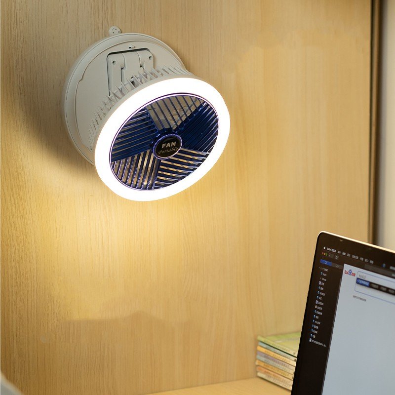 2023 Multi-Function Desktop Folding Fan Night Light Bedroom Small Fan Wall-Mounted Charging Rotating Ceiling Fan