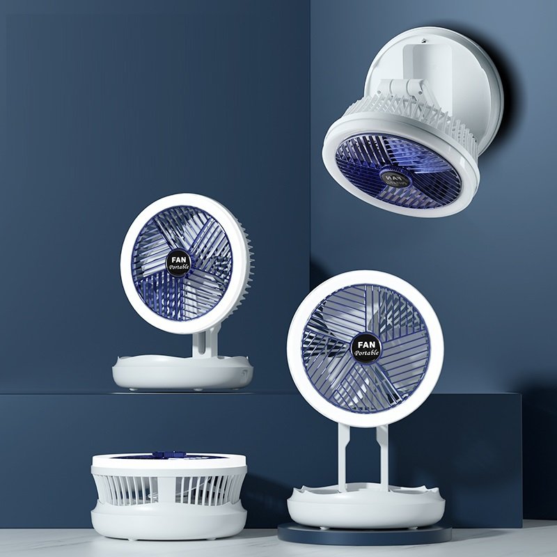 2023 Multi-Function Desktop Folding Fan Night Light Bedroom Small Fan Wall-Mounted Charging Rotating Ceiling Fan