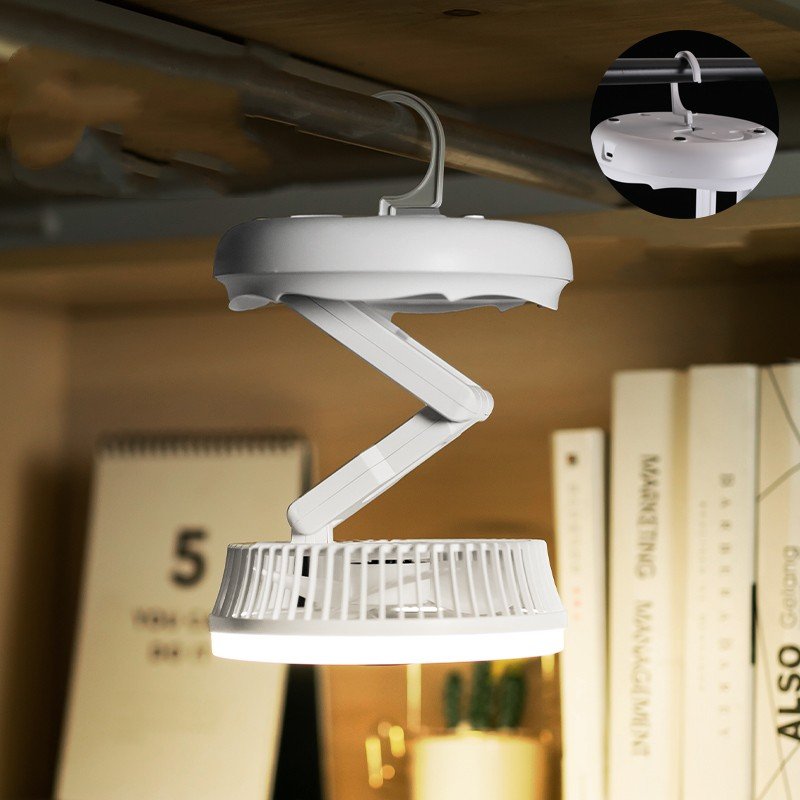 2023 Multi-Function Desktop Folding Fan Night Light Bedroom Small Fan Wall-Mounted Charging Rotating Ceiling Fan