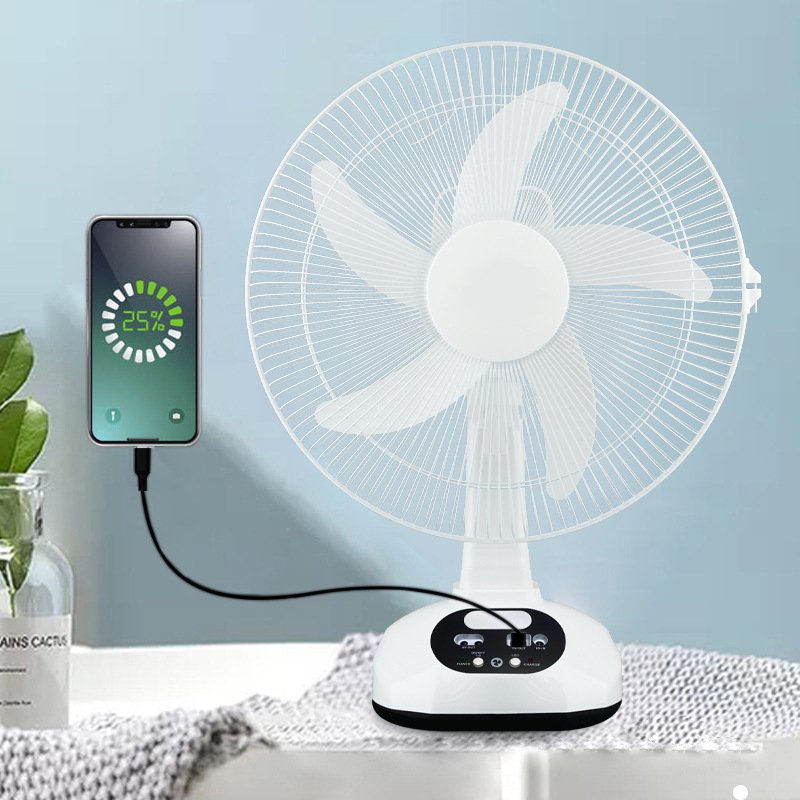 Custom Solar Table Fan with Solar Panel Night Light Rechargeable Portable Small Fan Floor Standing Outdoor Fans