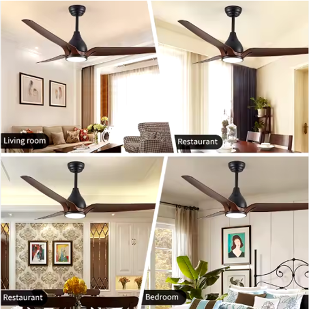 MZD Hot sale low noise fan light bedroom modern remote control fan light ceiling with led light