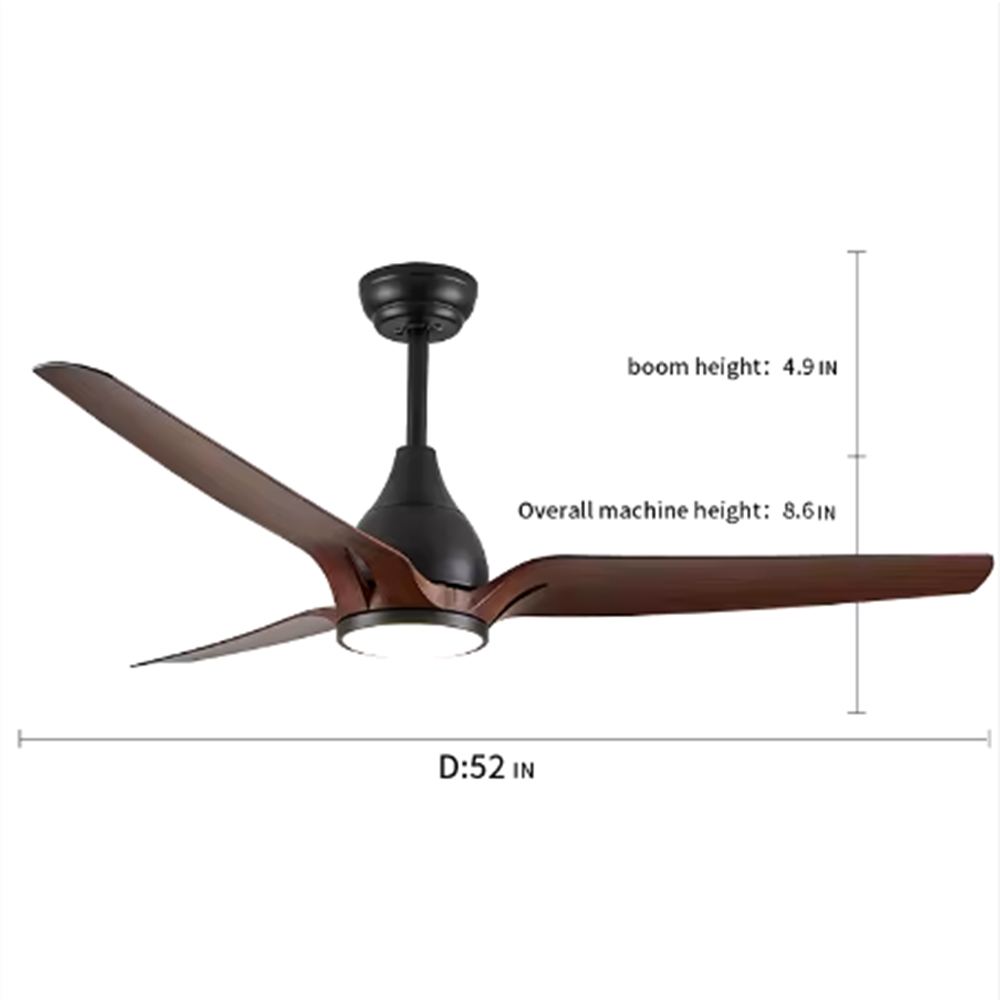 MZD Hot sale low noise fan light bedroom modern remote control fan light ceiling with led light