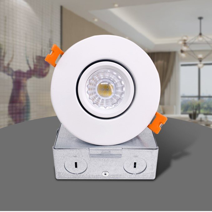 ETL 4 inch Black Resseced Floating Gimbal Down Light Round Shape COB LED Adjustable Pot Light with Junction Box for Wet Location