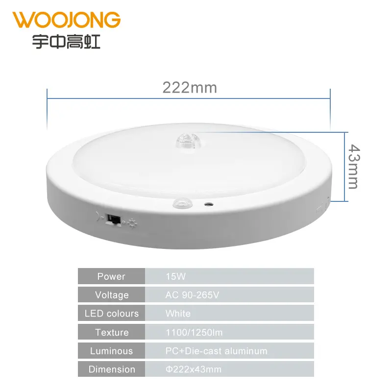 Factory Direct Sale Surface Mounted Motion Sensor LED Ceiling Lights PIR Panel Light For Indoor